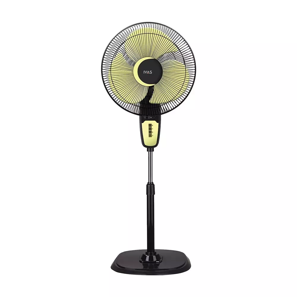 IVAS AEROMAXX 3 Blades Pedestal Fan 115 W Power Consumption 400 mm Sweep Size Corded Electric Yellow & Black for Room & Home Use