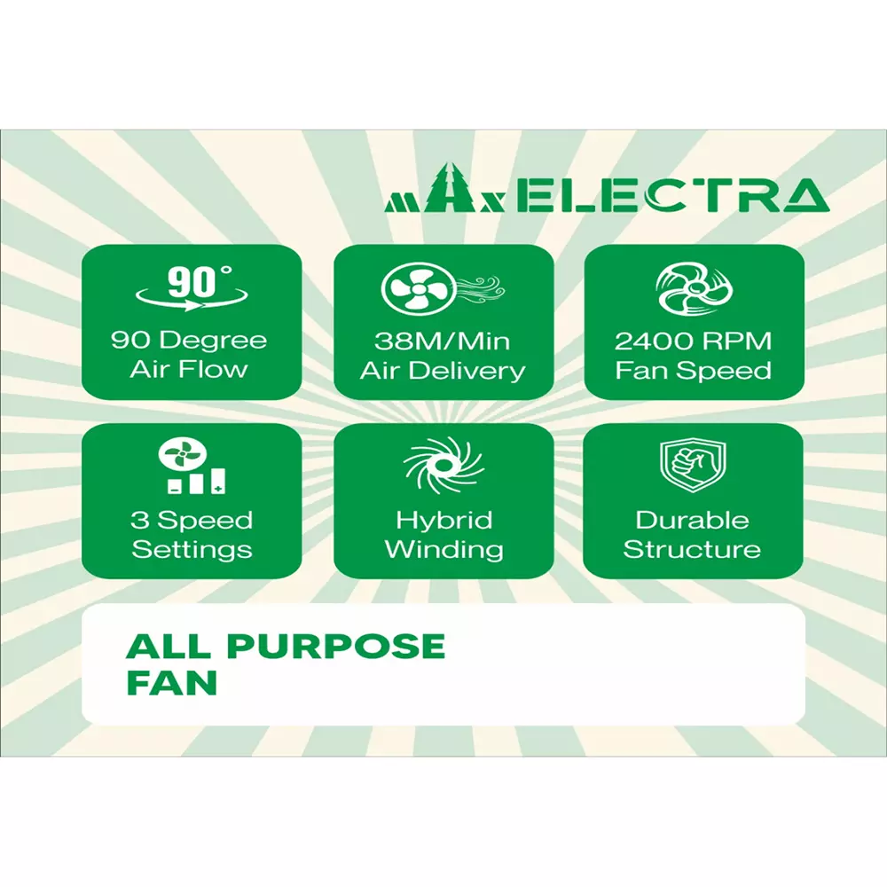 Max Electra All Purpose Fan 230 mm Black, MEAP-230