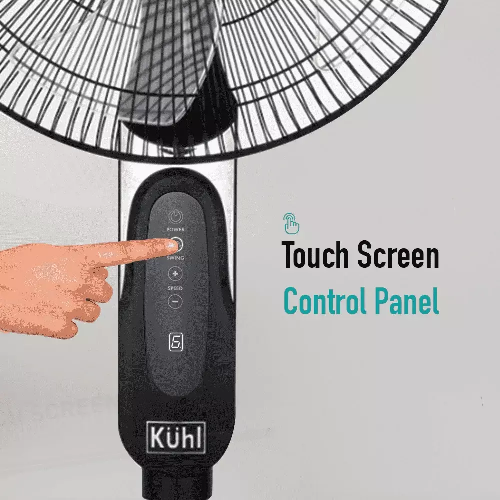 kuhl-bldc-pedestal-fan-with-remote-touch-screen-control-panel-with-digital-display-16-inch-400-mm-sweep-28-w