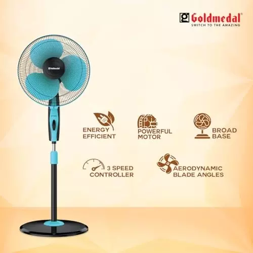 Goldmedal Dyno Pedestal Fan Turquoise Black 400 mm, PFS400716DMTBA