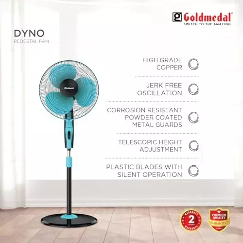 Goldmedal Dyno Pedestal Fan Turquoise Black 400 mm, PFS400716DMTBA