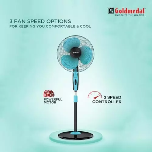 Goldmedal Dyno Pedestal Fan Turquoise Black 400 mm, PFS400716DMTBA