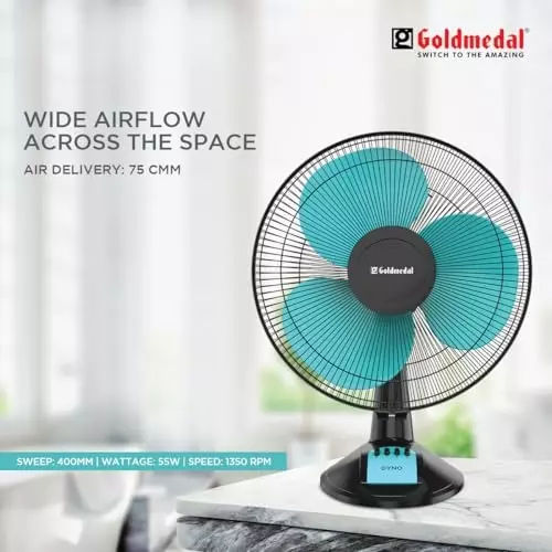 Goldmedal Dyno Table Fan Turquoise Black 400 mm, TFS150716DMTBA