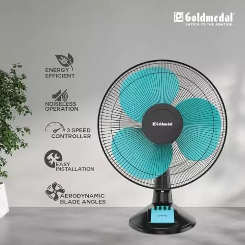 Goldmedal Dyno Table Fan Turquoise Black 400 mm, TFS150716DMTBA