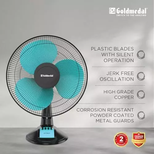 Goldmedal Dyno Table Fan Turquoise Black 400 mm, TFS150716DMTBA