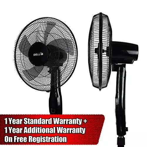 IBELL Pedestal Fan with Remote 1350 RPM 5 Blade 55 W Power 400 mm (15.7 inch) Sweep Size Remote Control Black P16Sb