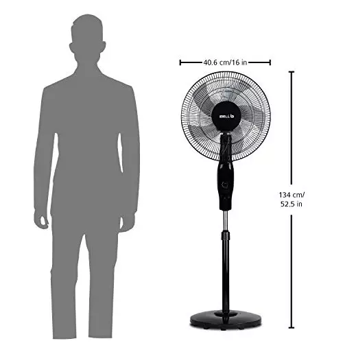 IBELL Pedestal Fan with Remote 1350 RPM 5 Blade 55 W Power 400 mm (15.7 inch) Sweep Size Remote Control Black P16Sb