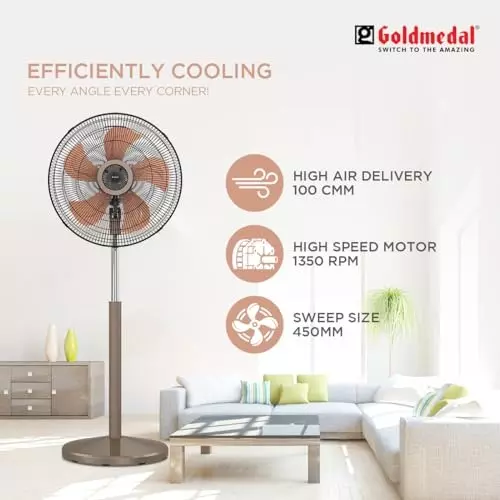 Goldmedal Air Fiesta Pedestal Fan Bronze Copper 450 mm, PFP300118DMBCO