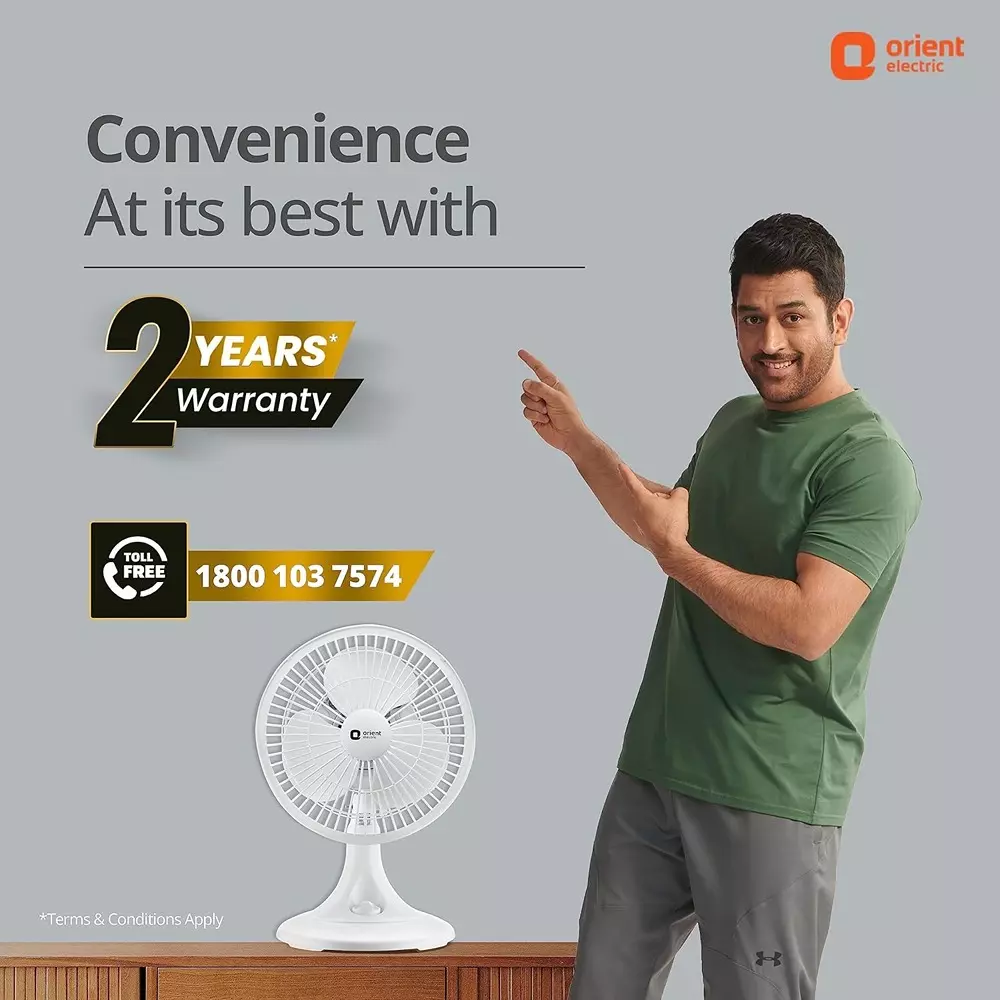 Orient Zippy Pro Table Fan White 225 mm 50 W 3 Blades 2500 RPM