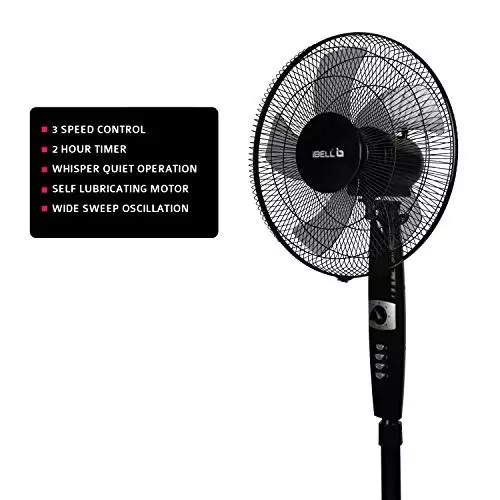 IBELL Pedestal Fan 1350&nbsp;RPM 5 Blade 55 W Power 406 mm (16 inch) Sweep Size Button Control Black, STORMP16
