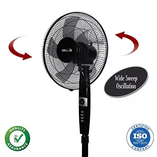 IBELL Pedestal Fan 1350&nbsp;RPM 5 Blade 55 W Power 406 mm (16 inch) Sweep Size Button Control Black, STORMP16