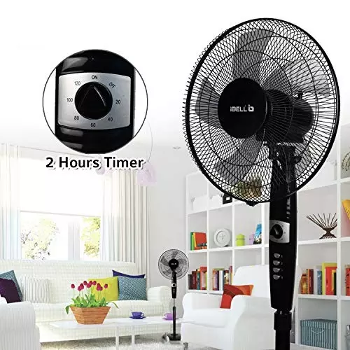 IBELL Pedestal Fan 1350&nbsp;RPM 5 Blade 55 W Power 406 mm (16 inch) Sweep Size Button Control Black, STORMP16
