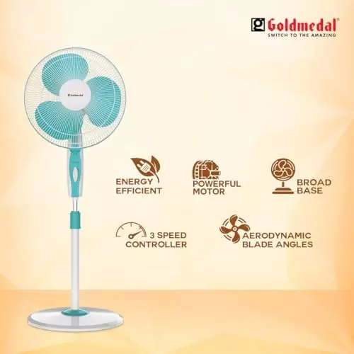 Goldmedal Dyno Pedestal Fan Turquoise White 400 mm, PFS400716DMTWH