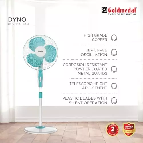 Goldmedal Dyno Pedestal Fan Turquoise White 400 mm, PFS400716DMTWH