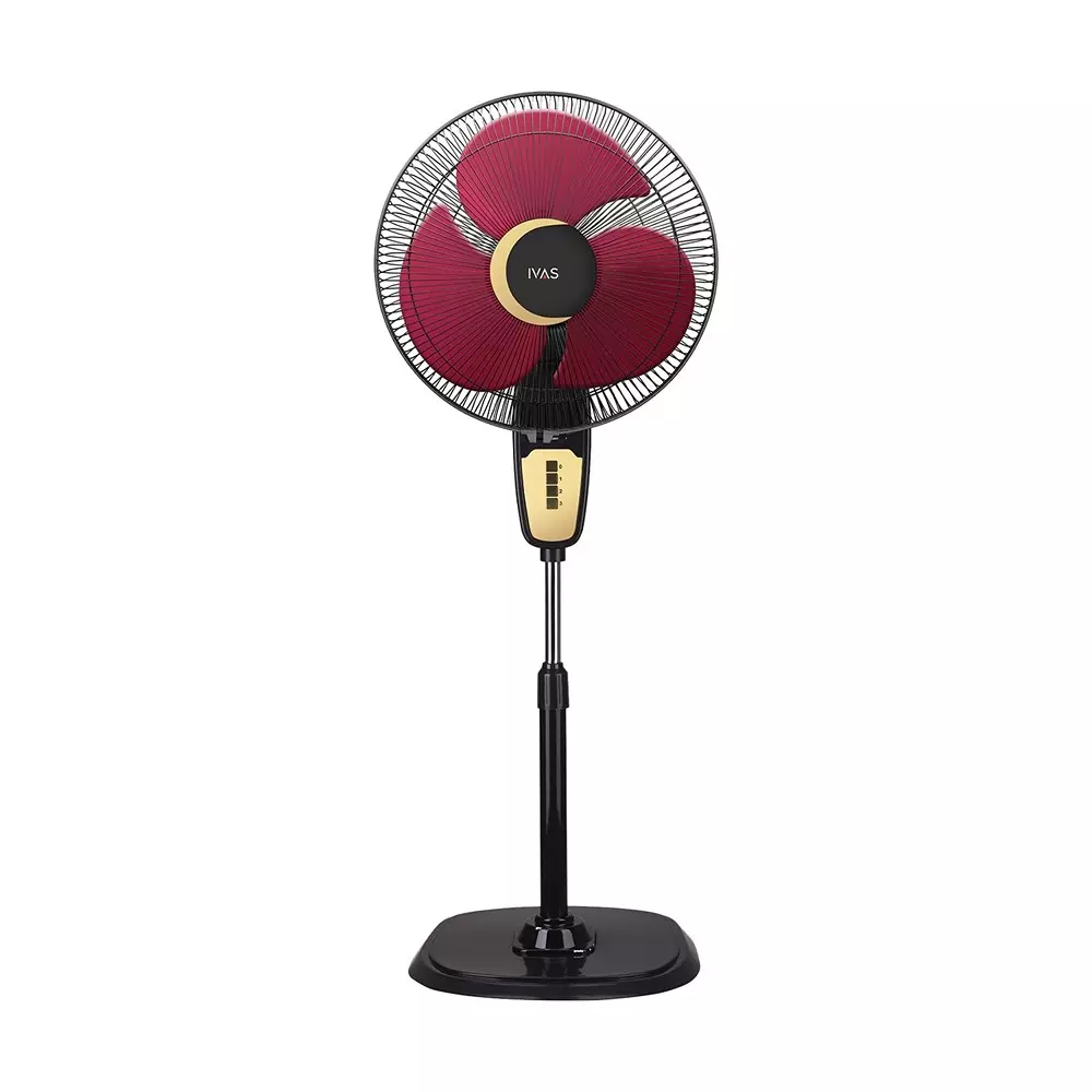 IVAS AEROMAXX 3 Blades Pedestal Fan 115 W Power Consumption 400 mm Sweep Size Corded Electric Wine Red & Black for Room & Home Use