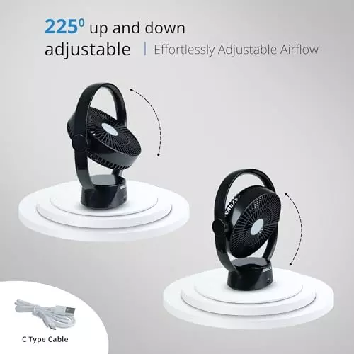 IBELL Portable Table Fan 2100 RPM 3 Blade 6.35 W Power 220 mm (8.6 inch) Sweep Size Button Control Black