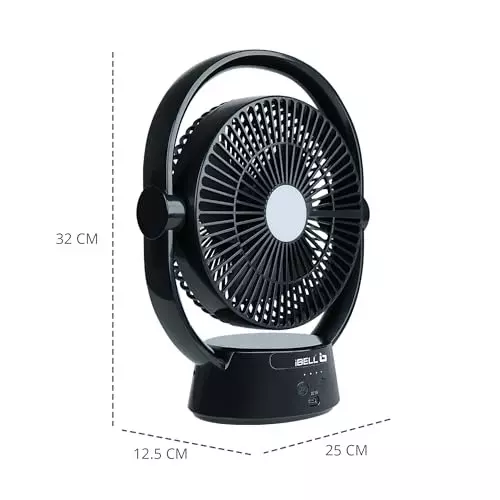 IBELL Portable Table Fan 2100 RPM 3 Blade 6.35 W Power 220 mm (8.6 inch) Sweep Size Button Control Black