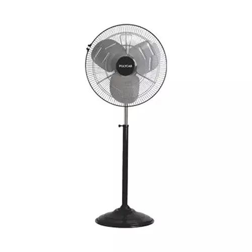 Polycab Pedestal Farrata Fan Thunderstorm 500 mm Sweep Size Black Chrome