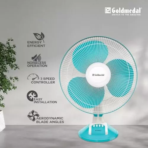 Goldmedal Dyno Table Fan Turquoise White 400 mm, TFS150716DMTWH