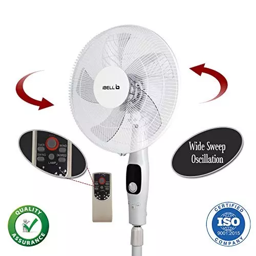 IBELL Pedestal Fan with Remote 1350 RPM 5 Blade 55 W Power 400 mm (15.7 inch) Sweep Size Remote Control White