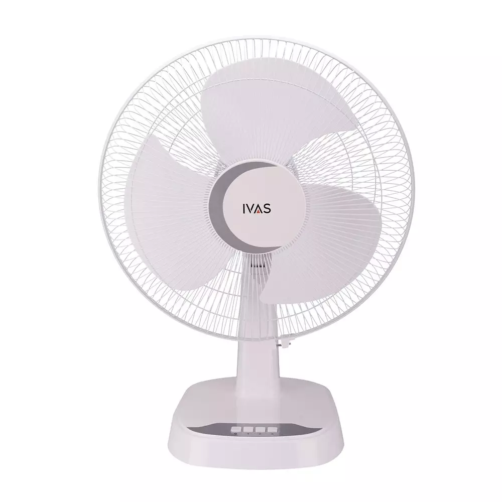 IVAS AEROMAXX 3 Blades Table Fan 115 W Power 400 mm Sweep Size Corded Electric White Tabletop Mount