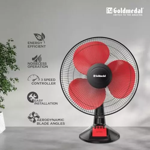 Goldmedal Dyno Table Fan Red Black 400 mm, TFS150716DMRBA