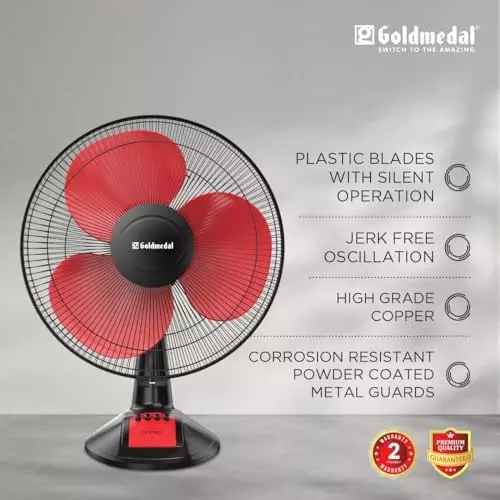 Goldmedal Dyno Table Fan Red Black 400 mm, TFS150716DMRBA