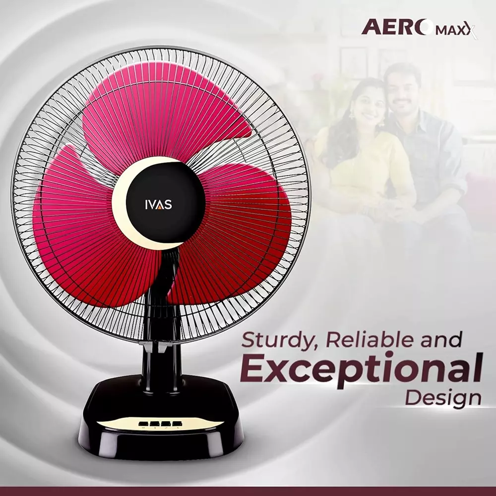 ivas-aeromaxx-table-fan-400-mm-sweep-size-wine-red-black