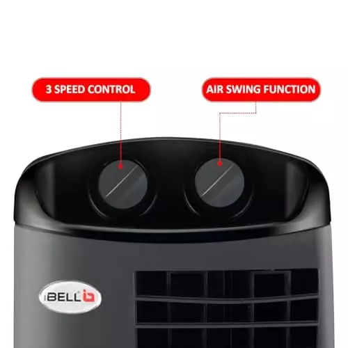 IBELL DELUXE Tower Fan 140 W Power 2250 m³/hr Air Delivery 3 Speed Control Plastic Grey