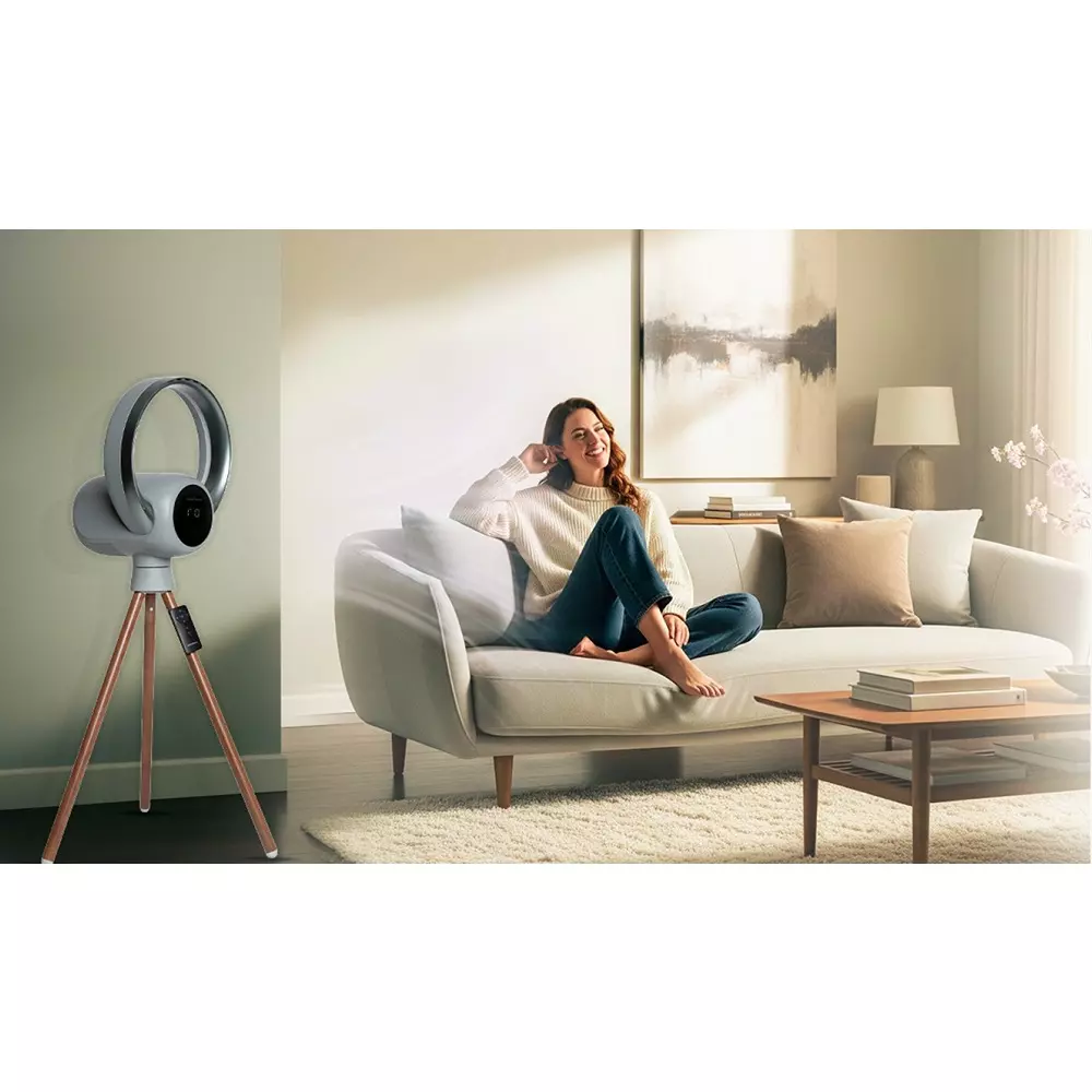 Kenko Homu IKIGAI Bladeless Standing Fan 35 W Power Wireless Control & Touch Panel 5 m/s Wind Speed Matte Grey BLDC Motor, KH-091T