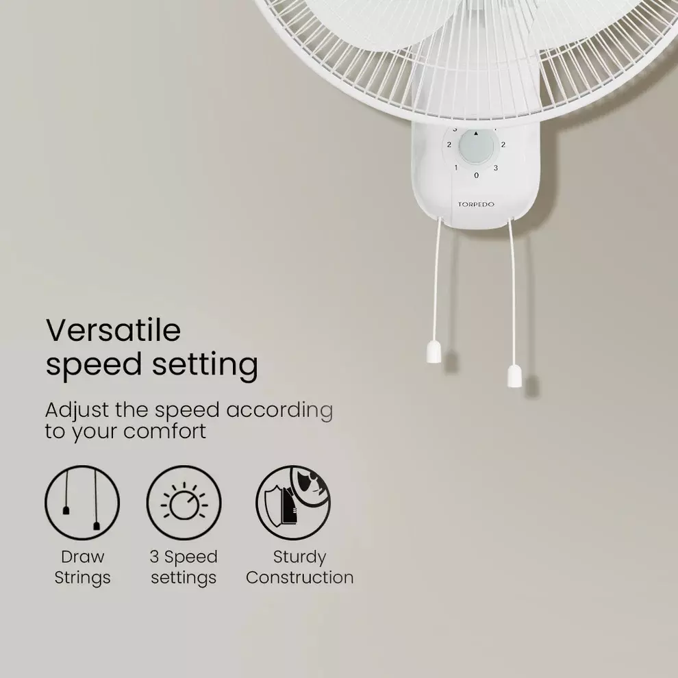 Crompton High Speed Torpedo 400 mm Wall Fan- KD White