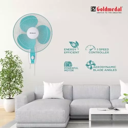 Goldmedal Dyno Wall Fan Turquoise White 400 mm, WFS250716DMTWH
