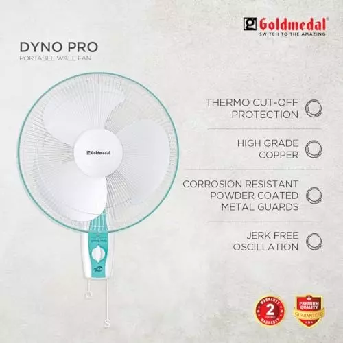Goldmedal Dyno Pro Wall Fan Turquoise White 400 mm, WFS250416DMTWH
