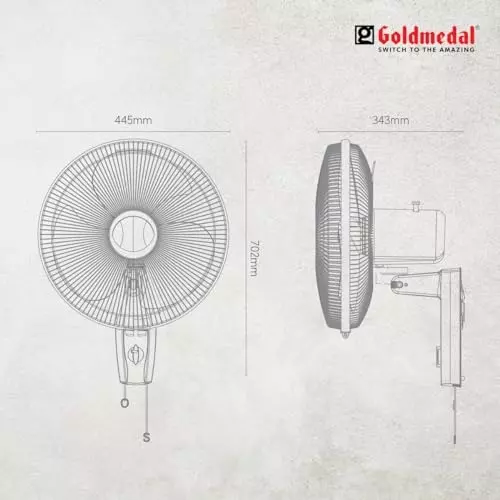 Goldmedal Dyno Pro Wall Fan Turquoise White 400 mm, WFS250416DMTWH