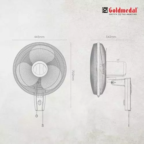 Goldmedal Dyno Wall Fan Turquoise Black 400 mm, WFS250716DMTBA