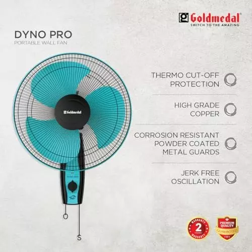Goldmedal Dyno Pro Wall Fan Turquoise Black 400 mm, WFS250416DMTBA