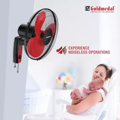 Goldmedal Dyno Wall Fan Red Black 400 mm, WFS250716DMRBA