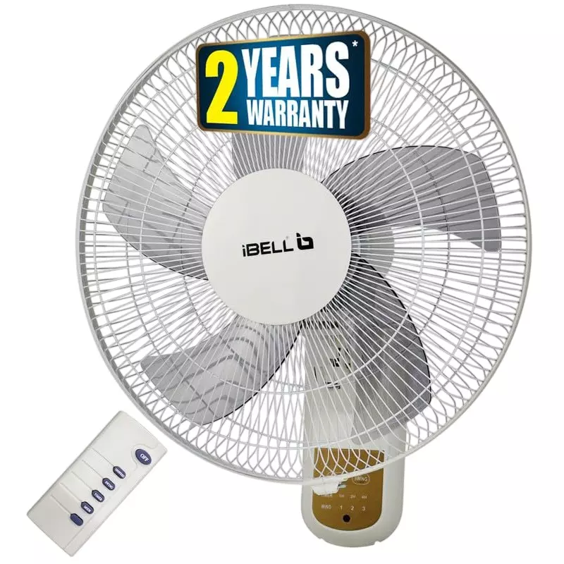 IBELL Viva Wall Fan with Remote 5 Blade 1330&nbsp;RPM 406 mm (16 inch) Sweep Size 55 W Power Plastic White
