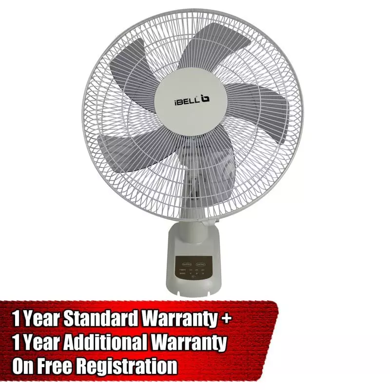 IBELL Viva Wall Fan with Remote 5 Blade 1330&nbsp;RPM 406 mm (16 inch) Sweep Size 55 W Power Plastic White
