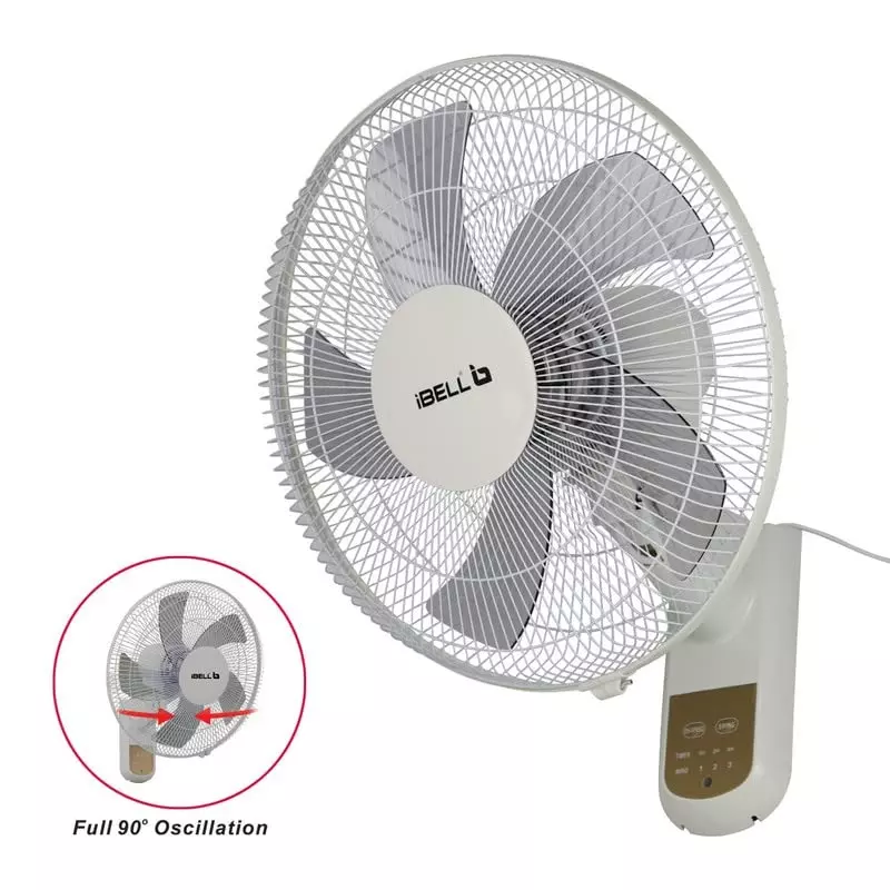 IBELL Viva Wall Fan with Remote 5 Blade 1330&nbsp;RPM 406 mm (16 inch) Sweep Size 55 W Power Plastic White