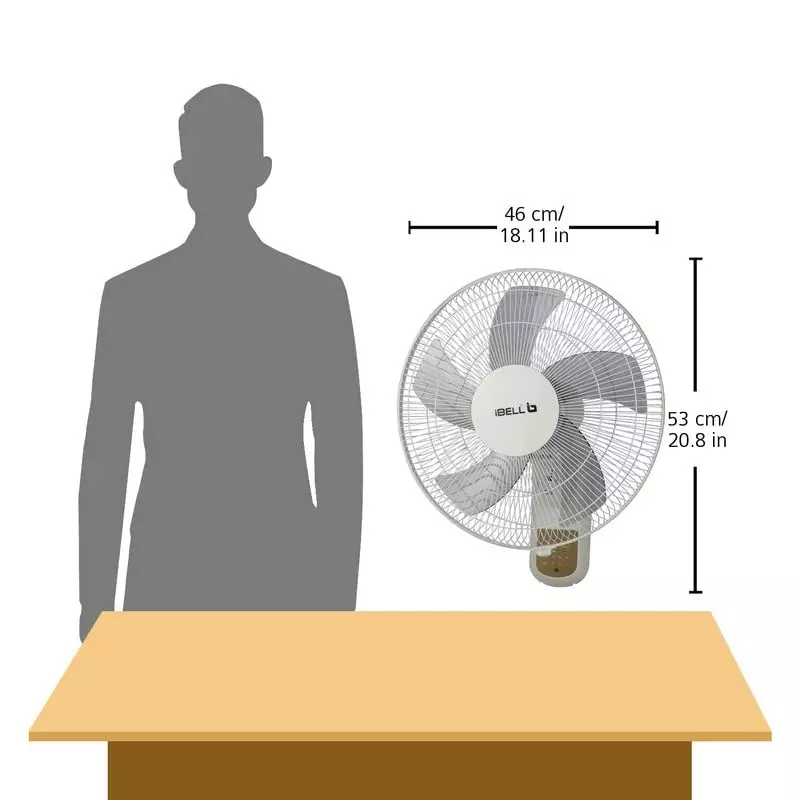 IBELL Viva Wall Fan with Remote 5 Blade 1330&nbsp;RPM 406 mm (16 inch) Sweep Size 55 W Power Plastic White