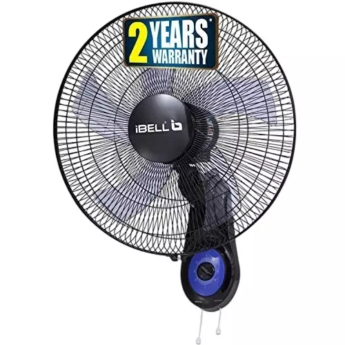 IBELL Premium Wall Fan 5 Blade 1350 RPM 228 mm (9 inch) Sweep Size 55 W Power Plastic Black, WF1980