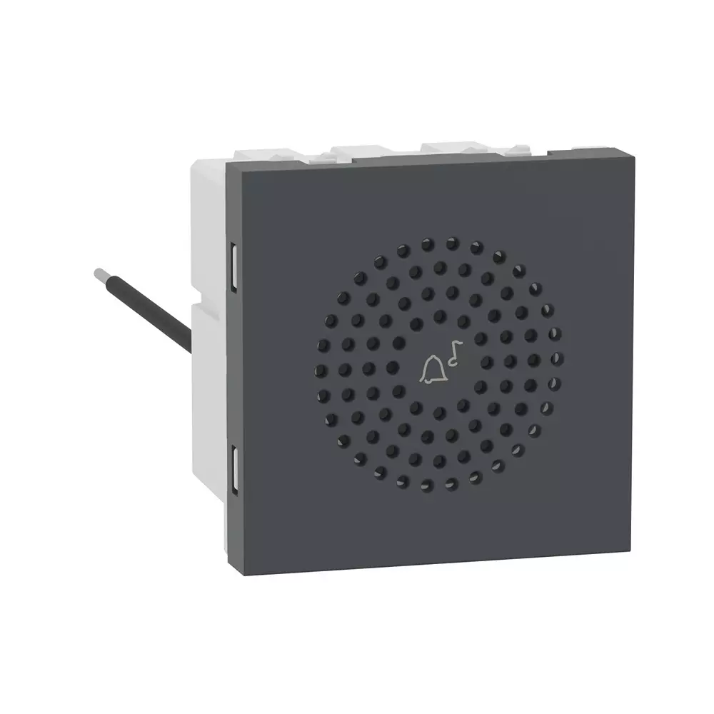 Schneider Electric Unica Pure (Hotel) Series Door Chime Volcanic Grey 2 Modules and 230 V AC Operational Voltage, UNSICHIME2M_GY