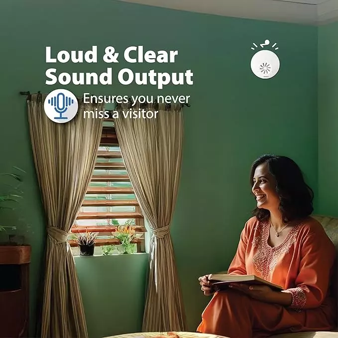 Havells Grey Star Ding Dong Electronic Doorbell Round Shape in White and Grey Plastic Body, AHNLXRG001