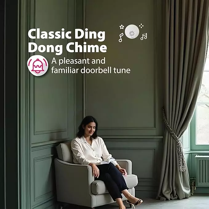 Havells Grey Star Ding Dong Electronic Doorbell Round Shape in White and Grey Plastic Body, AHNLXRG001