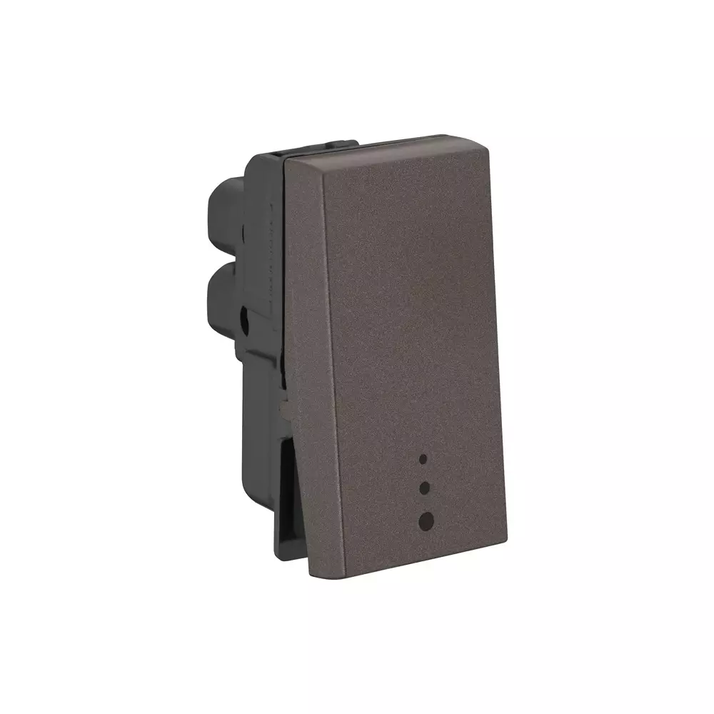 Legrand Push Button with Indicator Myrius Charcoal Grey 6 Amp 1 Module 1 Way, 6794 19