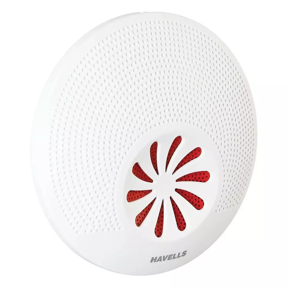 Havells Red Star Ding Dong Electronic Doorbell Round Shape in White and Red Plastic Body, AHNLXRR001