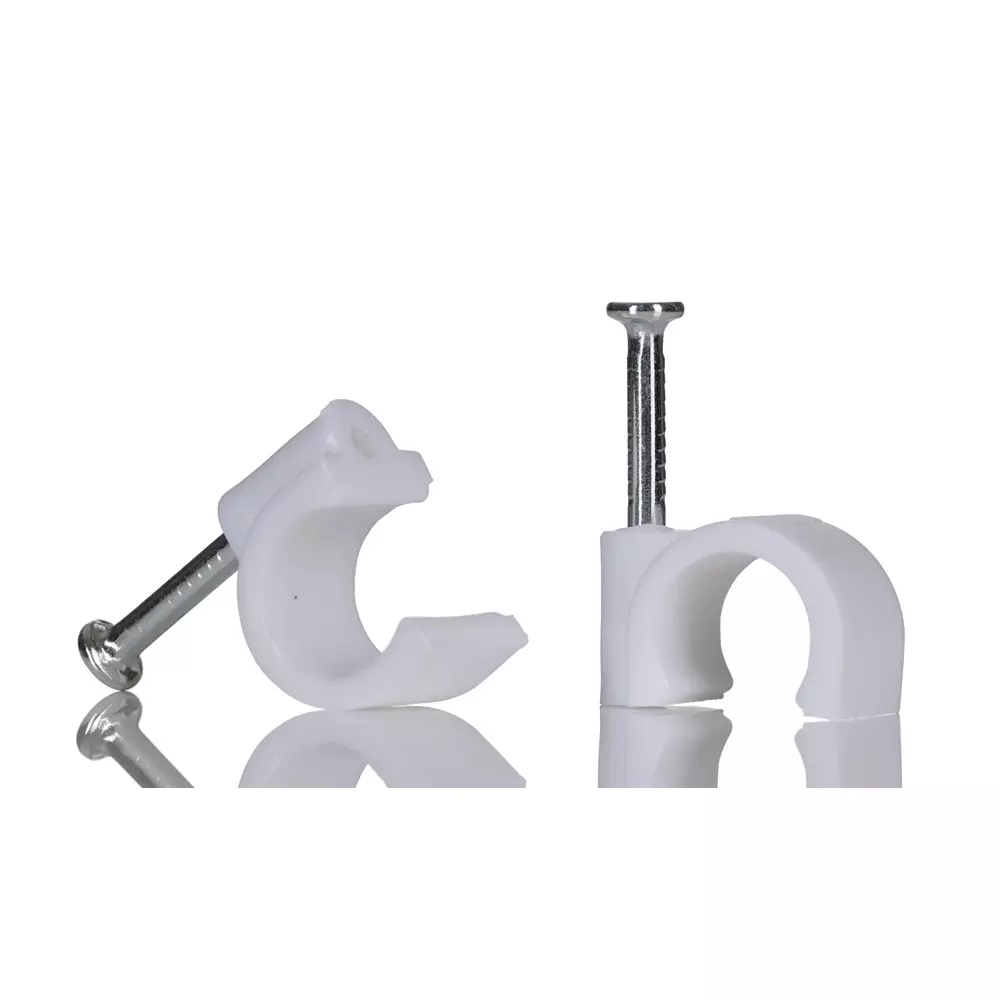 RS PRO Cable Clip 18 mm White Polyethylene, Steel 10 mm, 2662299 (Pack of 50 Pcs)