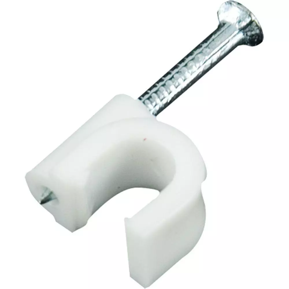 GENERIC Wire Fastener Cable Clips with Metal Nail White 8 mm Size 20 mm Clip Size Silver Cable Organizer (Pack of 100 )