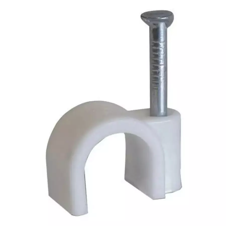 ATC Heavy Duty Cable Clips Round PVC Wall Mounted 7 mm with Metal Nails (Pack of 100 Pcs)